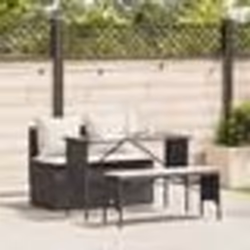 vidaXL Ensemble à manger de jardin avec coussins 3 pcs Noir