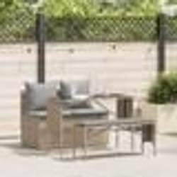 vidaXL Ensemble à manger de jardin et coussins 3 pcs Beige poly rotin