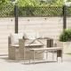 vidaXL Ensemble à manger de jardin et coussins 3 pcs Beige poly rotin