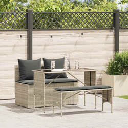 Vidaxl - Ensemble à manger de jardin 3pcs coussins gris clair poly rotin