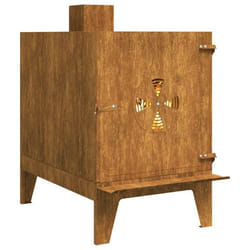 Réchaud de camping - Acier Corten - 35x50x60 cm - Marron - Résistant aux intempéries - Design pratique