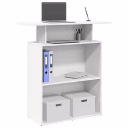 vidaXL Bureau de réception blanc 100x40x104 cm bois dingénierie comptoir de réception réception de salon comptoir de bar 8590 ...
