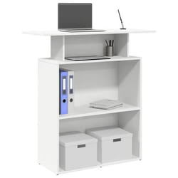 vidaXL Bureau de réception blanc 100x40x104 cm bois dingénierie comptoir de réception réception de salon comptoir de bar 859051