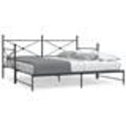 vidaXL Lit de jour avec gigogne sans matelas noir 100x200 cm acier canapé-lit canapé-lit confortable lit de jour avec 4104677