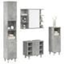 vidaXL Ensemble de meubles de salle de bain 4 pcs gris béton armoire de salle de bain placard de salle de bain meuble de 3324850