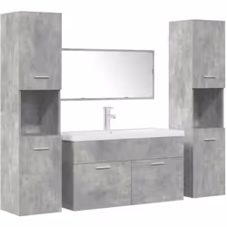 Cet ensemble de meubles de salle de bain pratique, avec un espace de rangement spacieux, est un excellent supplément à votre  ...