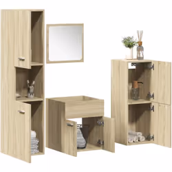 Cet ensemble de meubles de salle de bain pratique, avec un espace de rangement spacieux, est un excellent supplément à votre ...