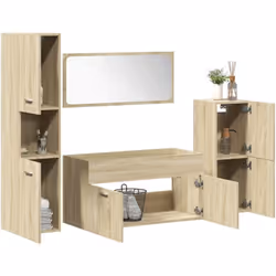 Cet ensemble de meubles de salle de bain pratique, avec un espace de rangement spacieux, est un excellent supplément à votre  ...