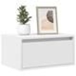 vidaXL Table de chevet murale avec lumières LED blanc