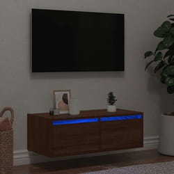 Meuble Tv Avec Lumières Led Chêne Marron 75x35,5x25 Cm Vidaxl