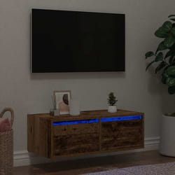 Meuble Tv Avec Lumières Led Vieux Bois 75x35,5x25 Cm Vidaxl