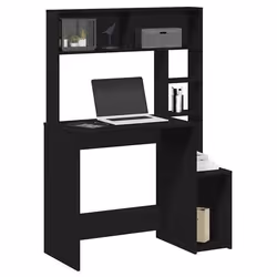 vidaXL Bureau avec étagères noir 100x45x140 cm bois dingénierie bureau dordinateur bureau debout bureau avec rangement 860437