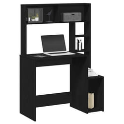 vidaXL Bureau avec étagères noir 100x45x140 cm bois dingénierie bureau dordinateur bureau debout bureau avec rangement 860437