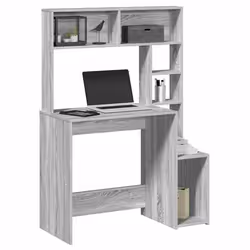 vidaXL Bureau avec étagères sonoma gris 100x45x140cm bois dingénierie bureau dordinateur bureau debout bureau avec 860441