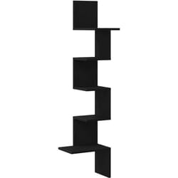 Tagère d'angle murale noir 32x32x127,5 cm bois d'ingénierie Vidaxl