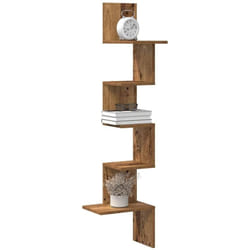 Vidaxl - tagère d'angle murale vieux bois 32x32x127,5cm bois ingénierie