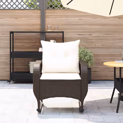 VidaXL 4104194 chaise d'extérieur Terrace Siège rembourré Polyuréthane, Acier Crème, Blanc