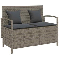 Banc de rangement de jardin avec coussin gris résine tressée - Vidaxl
