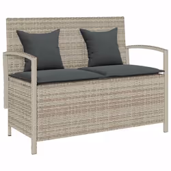 VidaXL Banc de rangement de jardin avec coussin gris clair polyrotin banc de jardin banc de jardin banc de patio banc 4104216