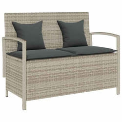 VidaXL Banc de rangement de jardin avec coussin gris clair polyrotin banc de jardin banc de jardin banc de patio banc 4104216