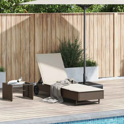 Vidaxl - Chaise longue avec roues et coussin marron résine tressée