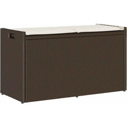 Banc de rangement extérieur coussin marron 100cm résine tressée - Vidaxl