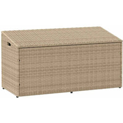 vidaXL Boîte de rangement de jardin beige 110x50x58 cm résine tressée