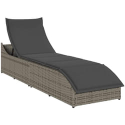 Vidaxl - Chaise longue pliante coussin et rangement gris résine tressée