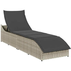 Vidaxl - Chaise longue pliante coussin et rangement gris clair polyrotin