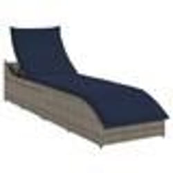 vidaXL Chaise longue pliante coussin et rangement gris résine tressée