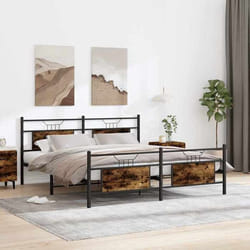 vidaXL Cadre de lit en métal sans matelas chêne fumé 160x200 cm 3325092