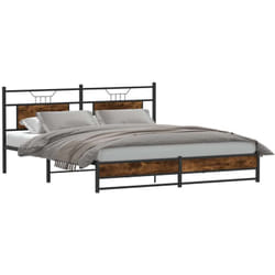 Cadre De Lit En Métal Sans Matelas Chêne Fumé 183x213 Cm Vidaxl