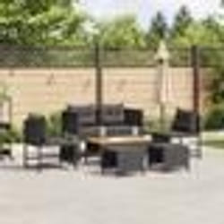 vidaXL Ensemble de Canapé dExtérieur - Noir Rotin Bois Moyen Durable 4104700