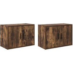 Armoires murales de garage 2 pcs chêne fumé bois d'ingénierie Vidaxl