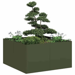 vidaXL Jardinière vert olive 80x80x40 cm acier laminé à froid 860741