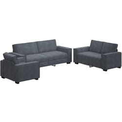 Vidaxl - Ensemble de canapés 3 pcs avec coussins Gris foncé Velours
