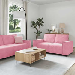 Vidaxl Ensemble De Canapés 3 Pcs Avec Coussins Rose Velours