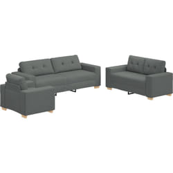 Vidaxl - Canapé 3 places en tissu gris foncé avec coussins