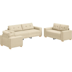 Vidaxl - Ensemble de canapé 3 pièces avec coussins en tissu crème