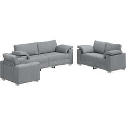 Canapé 3 pièces avec coussins en tissu gris clair Vidaxl