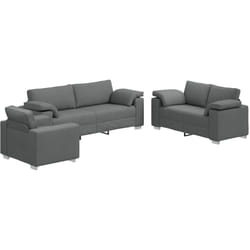 Canapé 3 Pcs Gris Foncé Tissu En Lin Mélangé Vidaxl