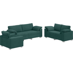 Vidaxl - Canapé 3 pièces avec coussins en tissu vert foncé