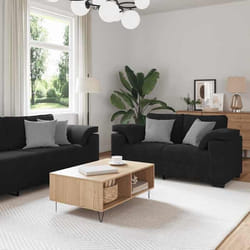 Ensemble De Canapés 3 Pcs Avec Coussins Noir Velours Vidaxl