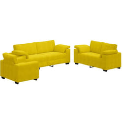 Ensemble de canapés 3 pcs avec coussins Jaune Velours vidaXL