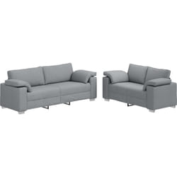 Vidaxl - Canapé 2 pièces avec coussins en tissu gris clair