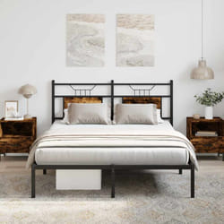 Cadre De Lit Sans Matelas Chêne Fumé 140x200 Cm Bois Ingénierie Vidaxl