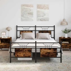 Cadre De Lit Sans Matelas Chêne Fumé 140x200 Cm Bois Ingénierie Vidaxl