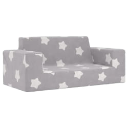 vidaXL Canapé enfants 2 places Gris clair étoiles