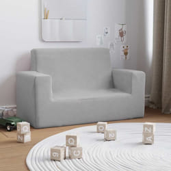 Canapé Pour Enfants À 2 Places Gris Clair Peluche Douce Vidaxl