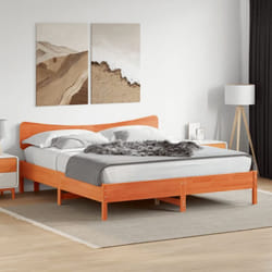 Cadre De Lit Sans Matelas Cire Marron 200x200cm Bois Pin Massif Vidaxl